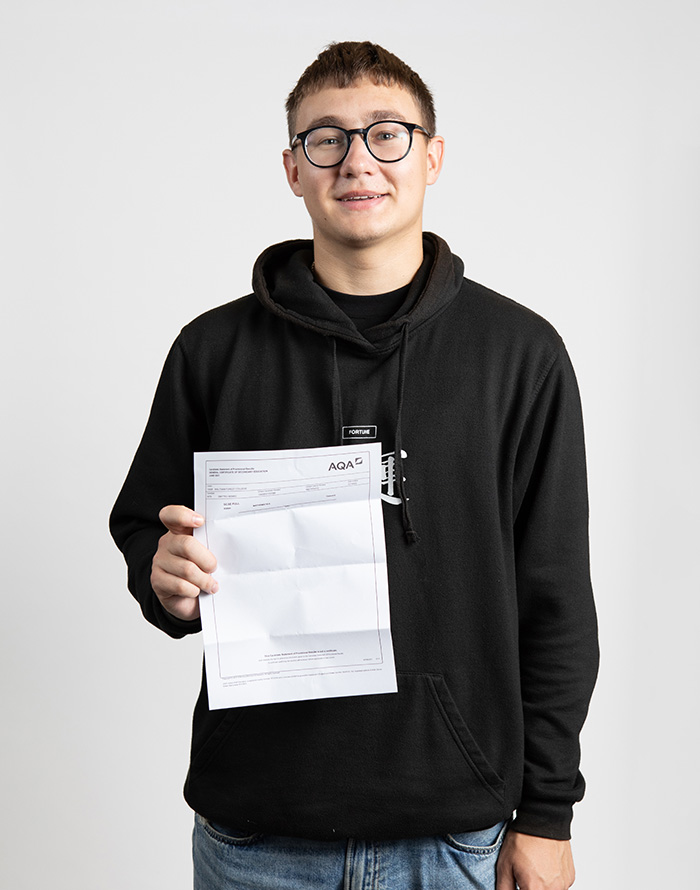 Dmytro with his results gcse dmytro